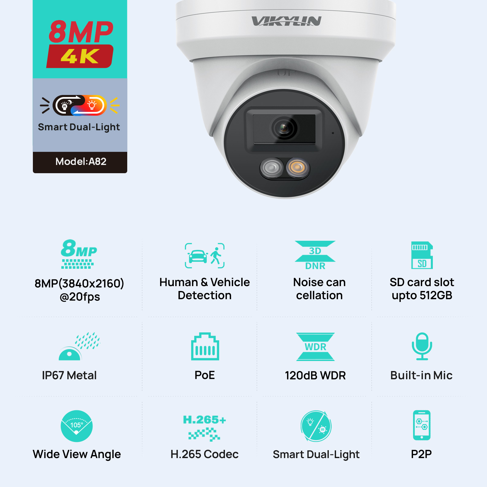 Home Security Service - VIKYLIN 8MP 4K IP 보안 카메라