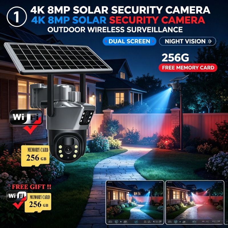 Ip Camera Outdoor 4K - 태양광 구동 4K 8MP 감시 카메라