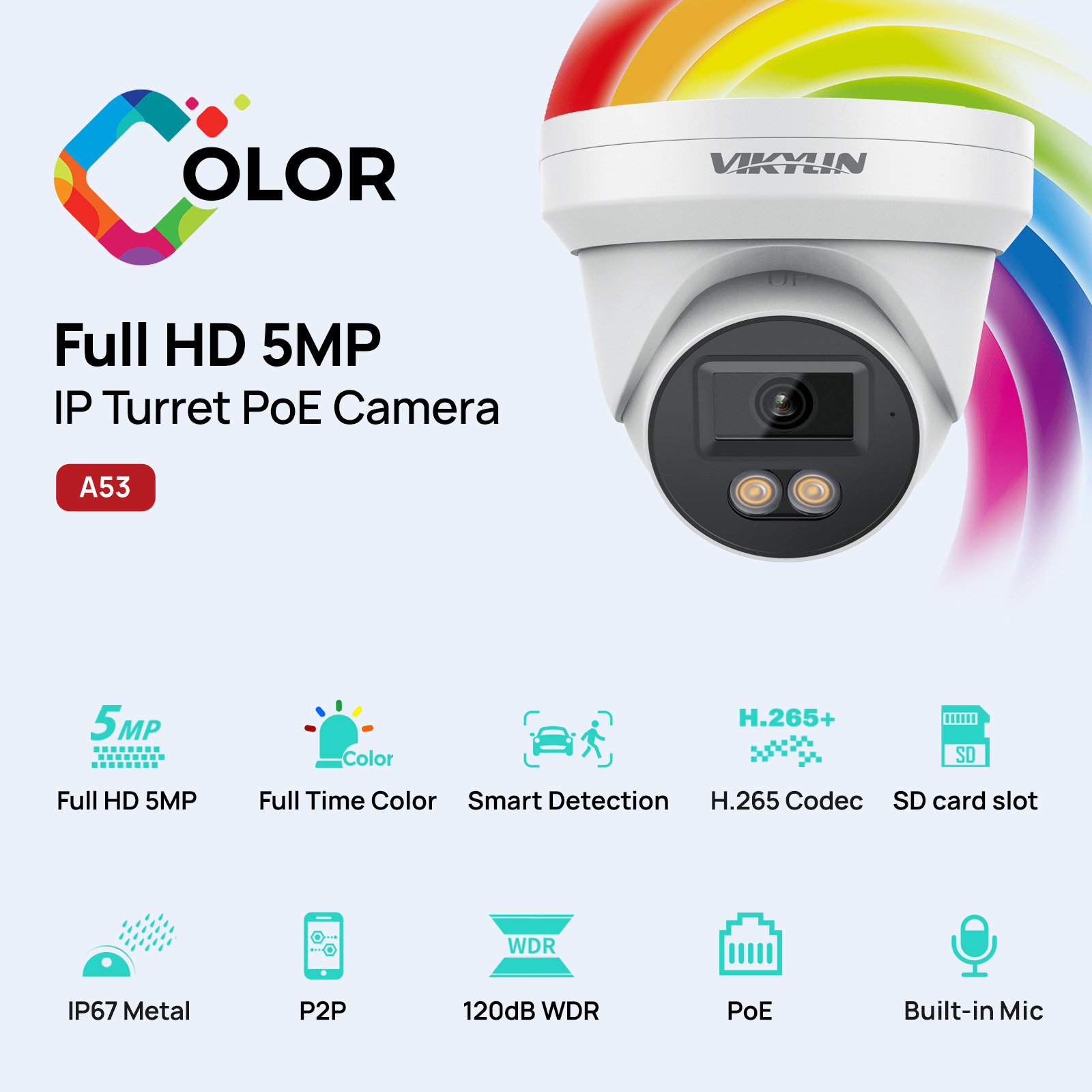Home Security Service - VIKYLIN 5MP IP 보안 카메라(풀 컬러