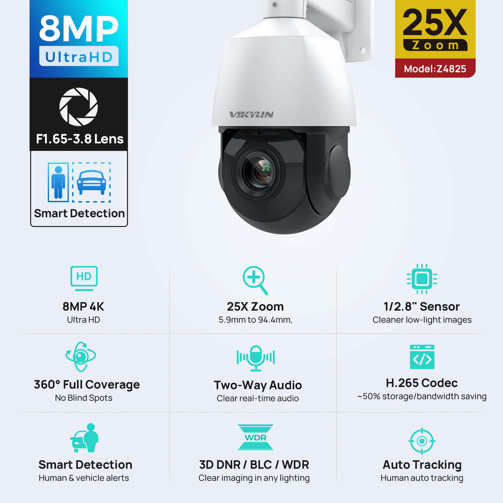 Home Security Service - Vikylin 4K 8MP PTZ 25X 줌