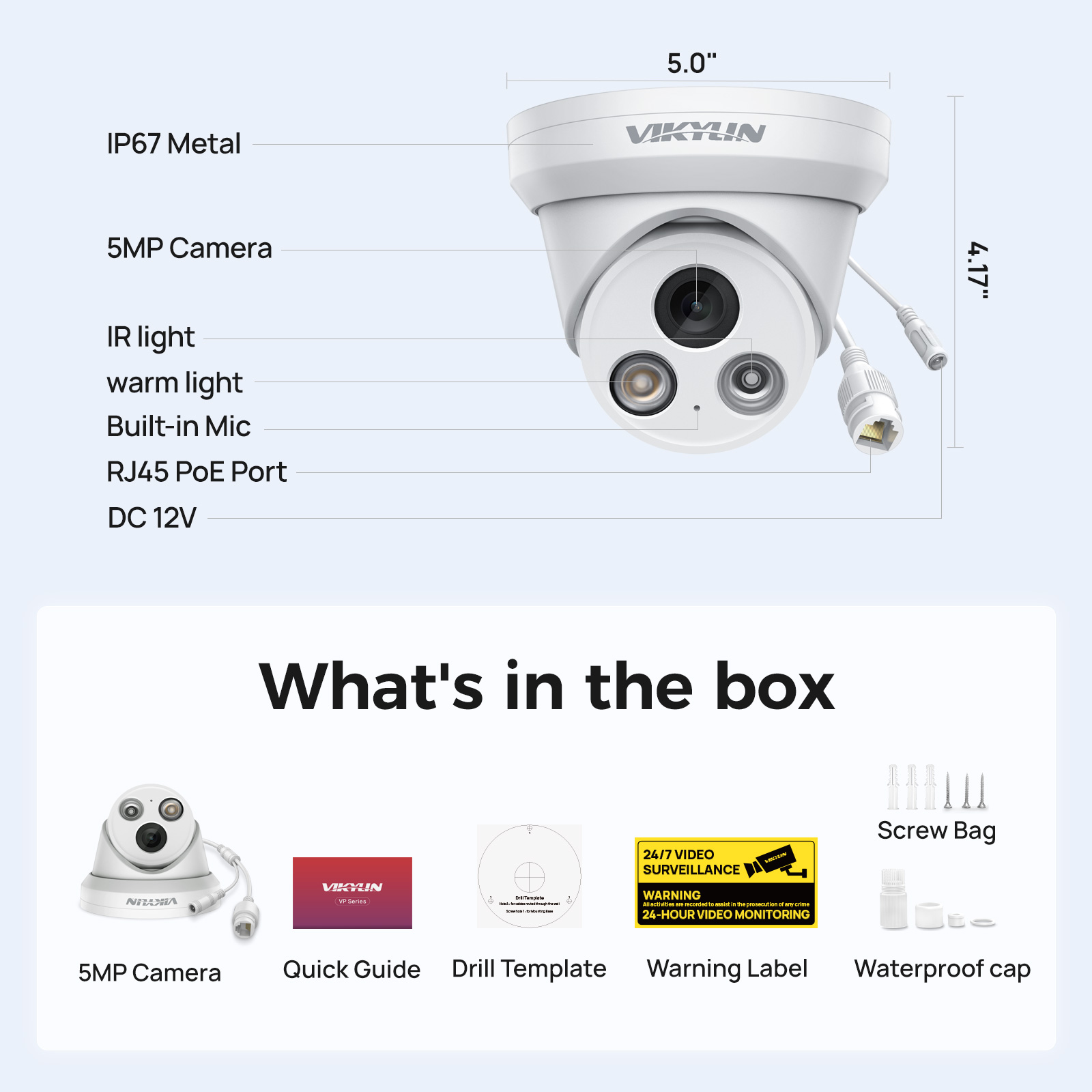 VIKYLIN 5MP 스마트 듀얼 라이트 IP 카메라  - Home Security Service 리뷰 및 가격