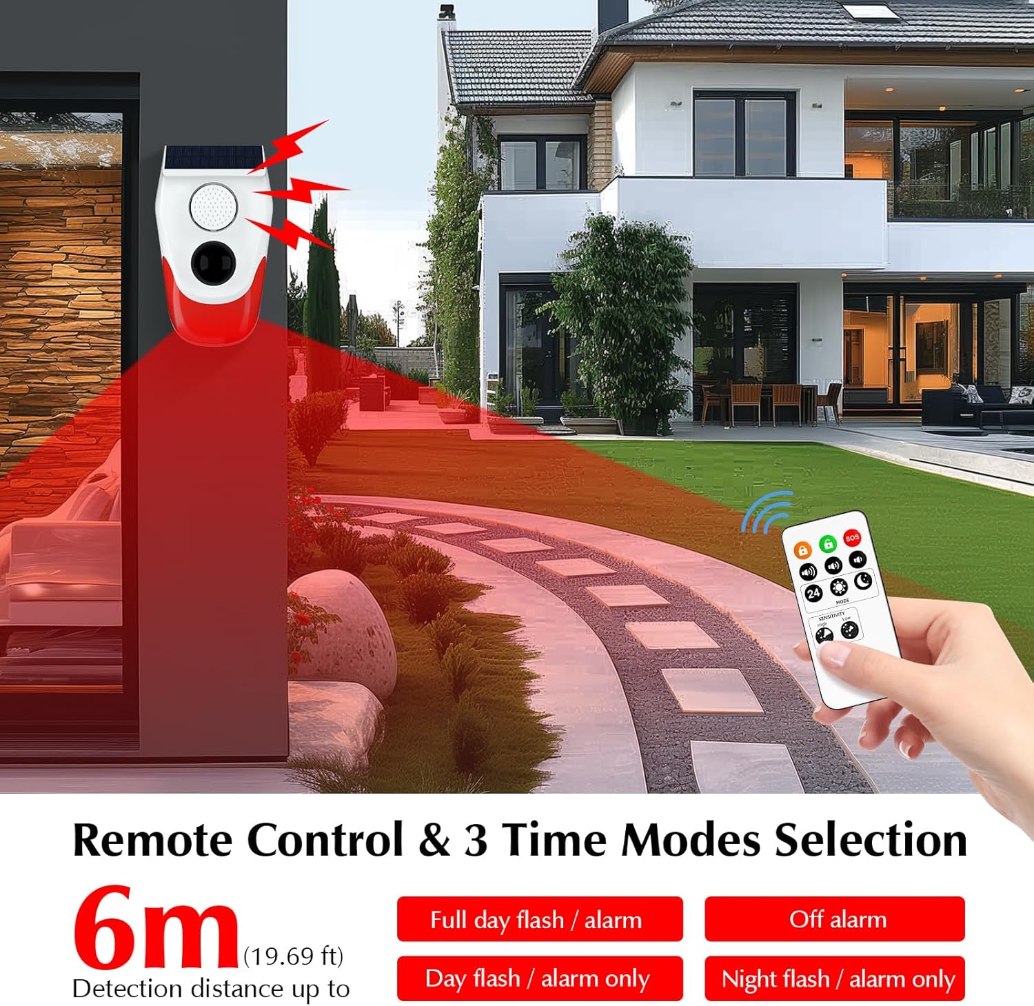 태양광 모션 센서 야외 경보, 조정 가능한 감도 모션  - Home Security Lights 리뷰 및 가격