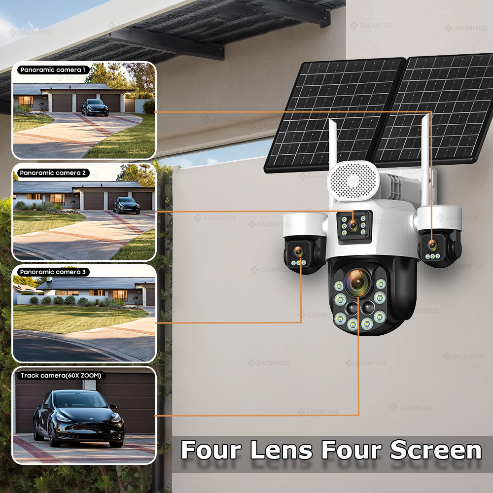 4렌즈 아웃도어 360 °   감시용 태양광 카메라 2 - Home Security Ideas 리뷰 및 가격
