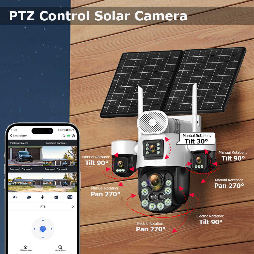 4렌즈 아웃도어 360 °   감시용 태양광 카메라 2 - Home Security Ideas 리뷰 및 가격