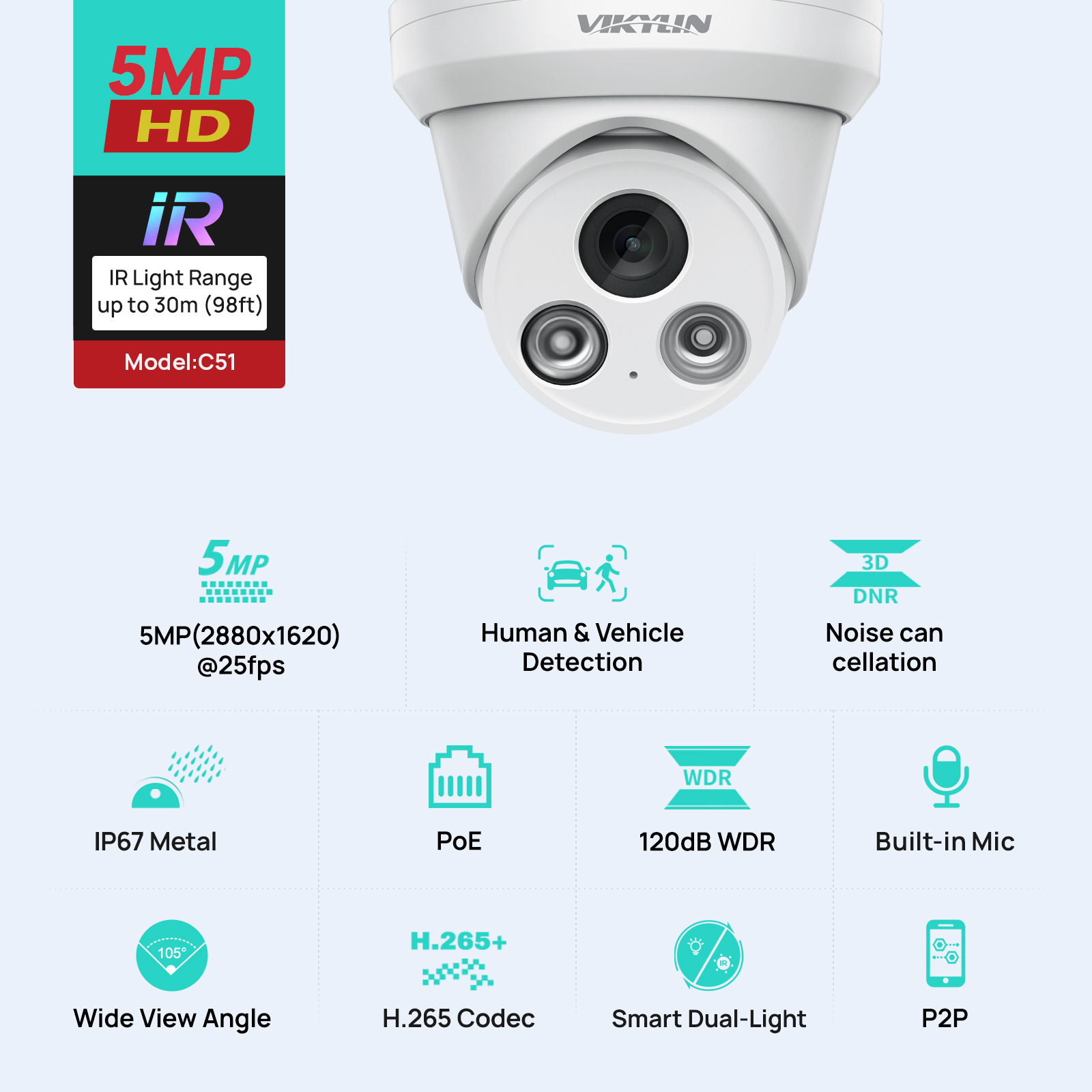 VIKYLIN 5MP IR 라이트 IP 카메라 야외 P - Home Security Service 리뷰 및 가격