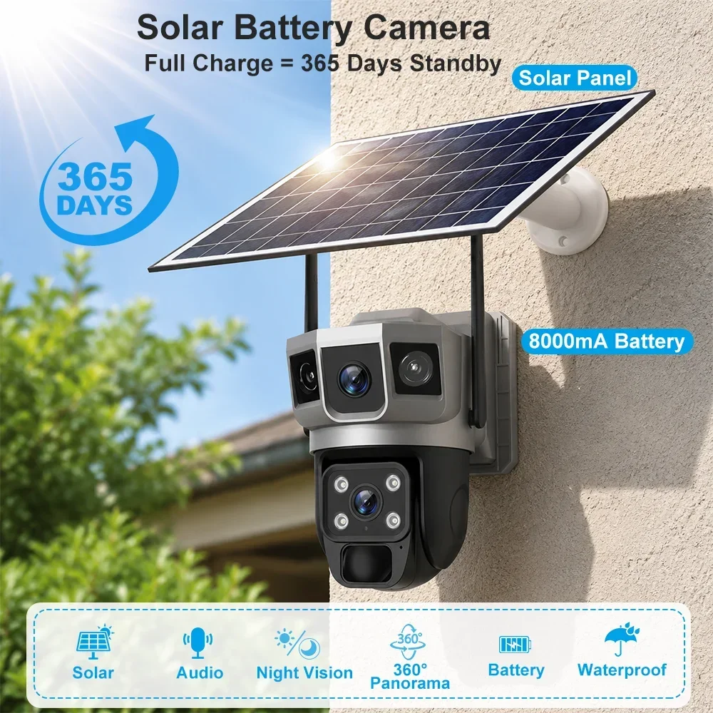 V380 4K 3화면 4G 카메라 태양광 배터리 PIR - Home Security Ideas 리뷰 및 가격