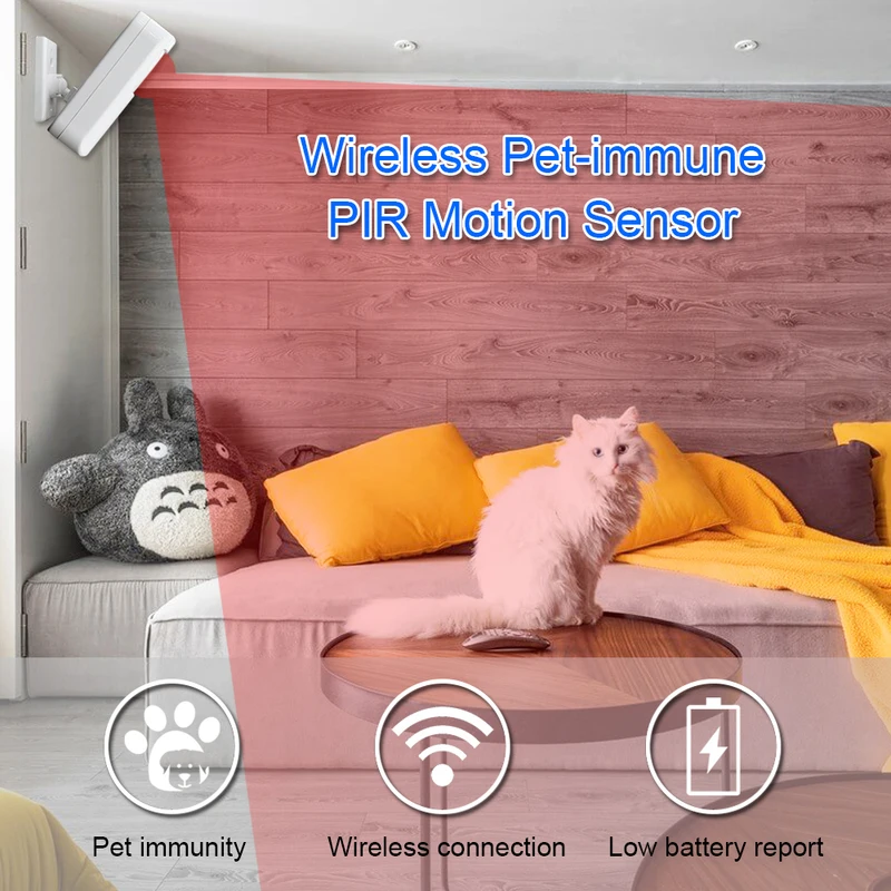 흰색 무선 적외선 감지기, PIR 모션 알람 센서, 스 - Home Security Essential 리뷰 및 가격